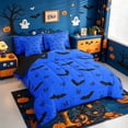 thumbnail image 2 of Homewish Bright Halloween Bat 7 Pieces Full Size Bedding Sets,Tiny Bow Pattern Full Size Bed in a Bag,Royal Blue Black,Black Reversible, 2 of 8