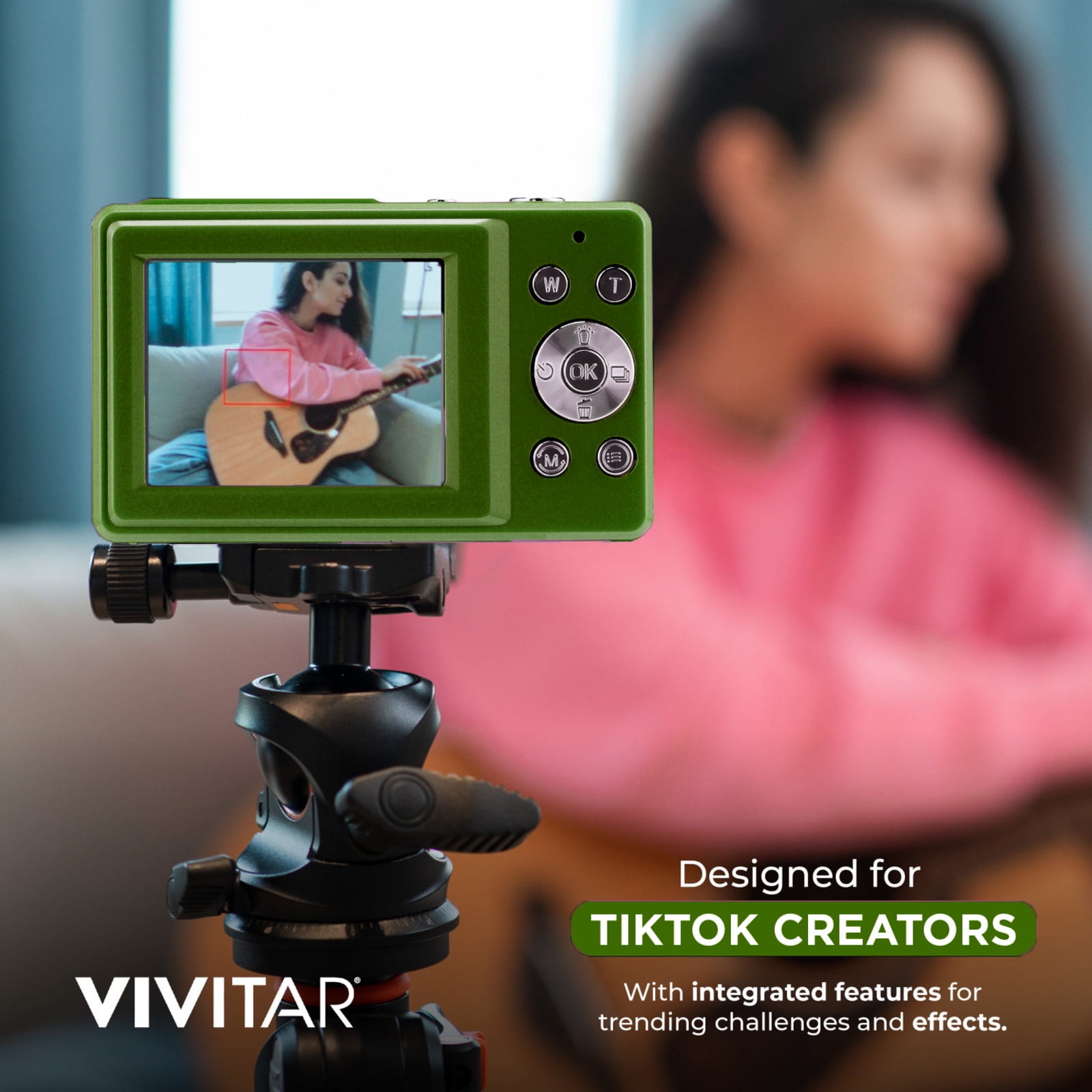 Vivitar Popsnap Compact Digital Camera, Green, 16X Zoom, 1080p, Built-in Flash, Micro SD, Slim Lightweight Pocket Design