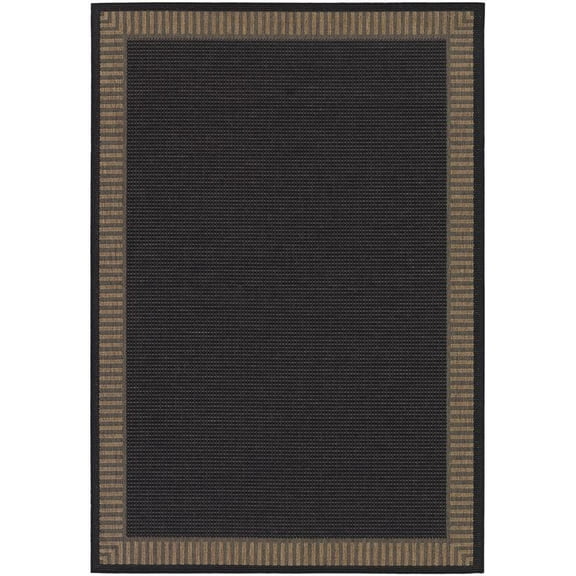 Couristan Recife Wicker Stitch 7'6" X 10'9" Black- Brown Outdoor Rug