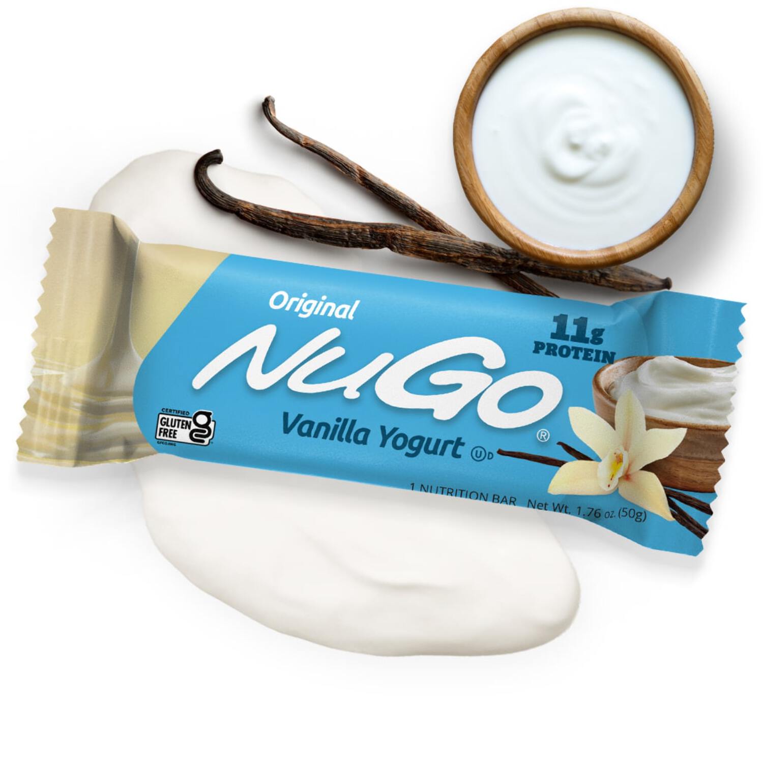 NuGo Original Variety, Vanilla Yogurt 15 bars  Orange Smoothie 15 bars, 11g Protein, Gluten Free, 30 Count