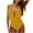 Yellow, variant on WREESH Women's Fashion V-Neck Backless One Piece Swimsuit, Ruched Tummy Control Bathing Suit with Adjustable Tie & Butt Lift Olive Green