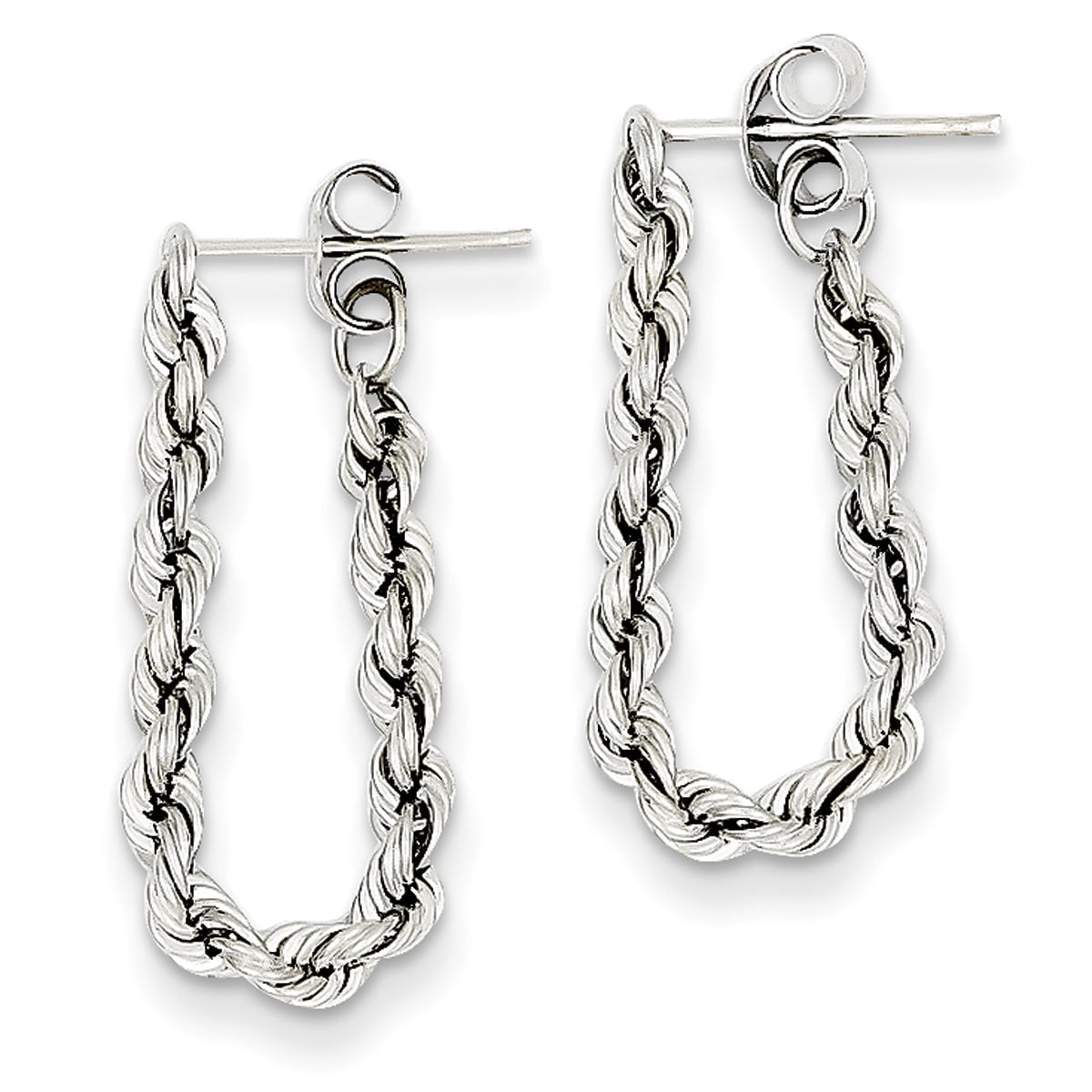 Jewelrypot 14K White Gold Rope Chain Dangle Earrings