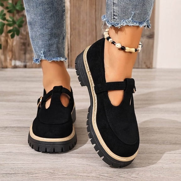 Xucatan Women's Slip On Mary Jane Flats with Adjustable Buckle, Round Toe Low Heel Loafers, Soft Faux Leather Comfort Shoes for Daily Walking and Versatile Casual Wear Gift
