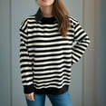 thumbnail image 5 of Juebong Stripe Sweater for Women Crewneck Sweaters Spring Fall Pullover Blouse Sweatshirts Long Sleeve Knit Sweater, 5 of 6