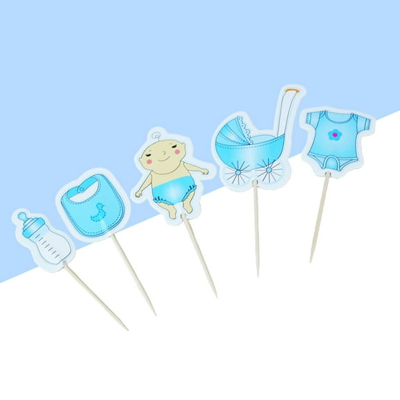 WHAMVOX 20Pcs Baby Theme Cake Cupcake Toppers Decoration Cake Picks for Baby Shower Birthday Party (Blue)