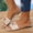 Beige, variant on Sandals for Women Square Open Toe Slides Women Dressy Summer Flat Beach Cute Ladies Leather Casual Shoes with Golden Chain Orange 10(44)