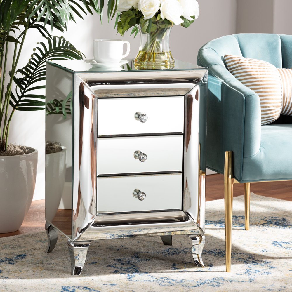 Baxton Studio Pauline Contemporary Glam and Luxe Mirrored 3Drawer