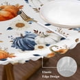 thumbnail image 3 of Fall Pumpkins Round Tablecloth, Fitted Table Cover with Elastic for 55"-60" Round Tables, Thanksgiving Daisy Autumn Leaves Country Table Cloth Outdoor Indoor Dinning Party Waterproof Tablecloths, 3 of 7