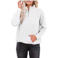 thumbnail image 5 of Rovga Women Sweatshirts Quarter Zip Lightweight Pullover Sweatshirts Solid Color Long Sleeve Casual Tops Leisure Outwear, 5 of 6
