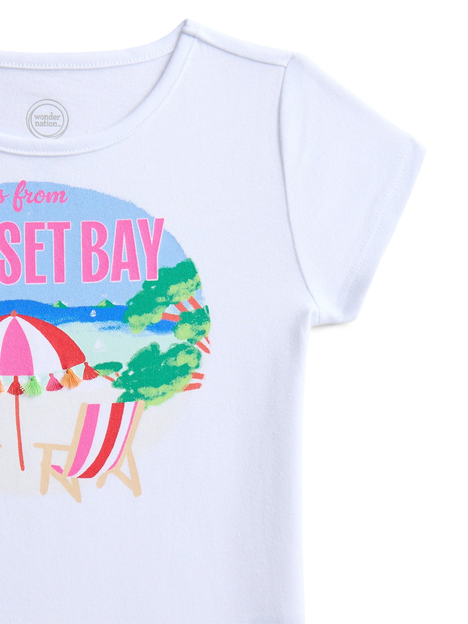 Wonder Nation Girls Embellished Graphic Tee with Short Sleeves, Sizes 4-18 & Plus