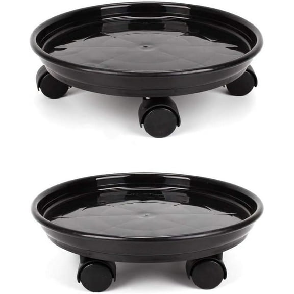 13-Inch Black Plant Caddy with Universal Wheels and Movable Planter Dolly Trolley