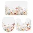 thumbnail image 2 of Watercolor Flower Bathroom Rugs Set Butterfly Non Slip Absorbent Soft Bath Mats 3 Piece Set with Bathroom Rug, U-Shaped Floor Mat, Toilet Seat Cover Small Size, 2 of 9