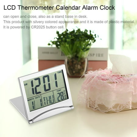 Digital Lcd Display Thermometer Calendar Alarm Clock Foldable