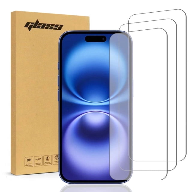 Protector de Pantalla de Vidrio Templado para Apple iPhone 16, Paquete de 6 Unidades