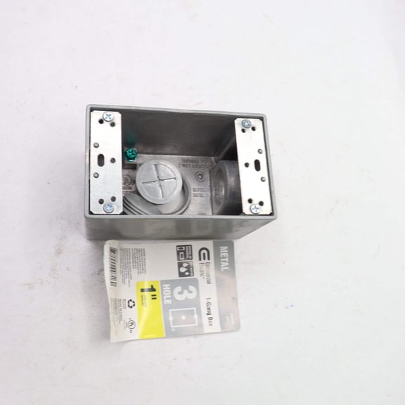 Commercial Electric 1-Gang Metallic Weatherproof Box with (3) 1 in. Holes, Gray
