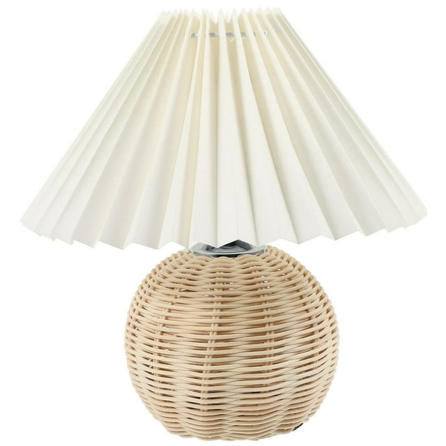 CUITING Table Lamp with Pleated Lampshade Small Night Light Bedside Desk Light Bedroom Table Light
