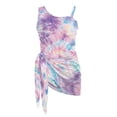 thumbnail image 7 of SEANATIVE Girls One-Piece Swimsuits with Mesh Cover-up Skirt One-Piece Bathing Suits Back Cutout Stylish Stretch Swimwear for Kids Teenagers, Size 7-8, Violet Blue Tie-dye, 7 of 7