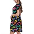thumbnail image 2 of Balery Colorful Geometric Dog Vestidos sueltos de manga corta para mujer, vestidos de verano 2025, vestidos casuales de corte A con vuelo., 2 of 6