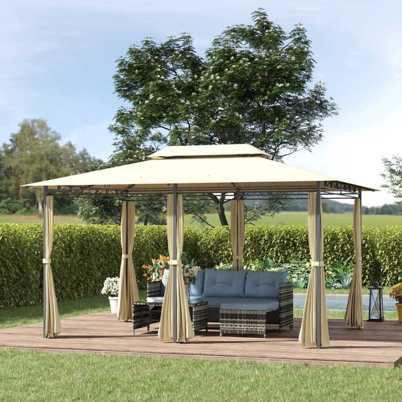Outsunny 10'x13' Outdoor 2-Tier Canopy Vented Top Steel Gazebo BBQ Party Tent