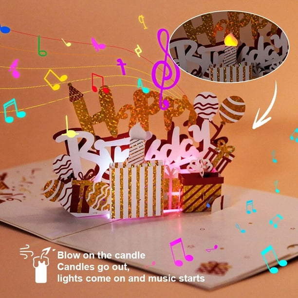 Tarjeta de feliz cumpleaños 3D, tarjetas de felicitación Pop-Up, regalos para niños, hija, esposa, Thinking Of You, tarjeta de felicitación