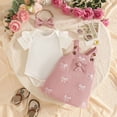 thumbnail image 3 of Tiijoy Newborn Girls Outfits Cute Cotton Short Sleeve Romper Bow Jumper Dress Headband 3Pcs Set, Sizes 0-3M, 3 of 4