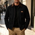 thumbnail image 2 of Men's Full Zip Jackets Fashion Patchwork Lapel Collar Coat Fall Long Sleeve No Hood Outerwear with Zip Pockets, 2 of 8