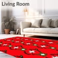 thumbnail image 2 of ODIKA 2'x3' Machine Washable Non-Slip Area Rug, Festive Argyle Patchwork with Stylized Starbursts and Holly Details High Traffic Rug with Pad, Red, 504063, 2 of 8
