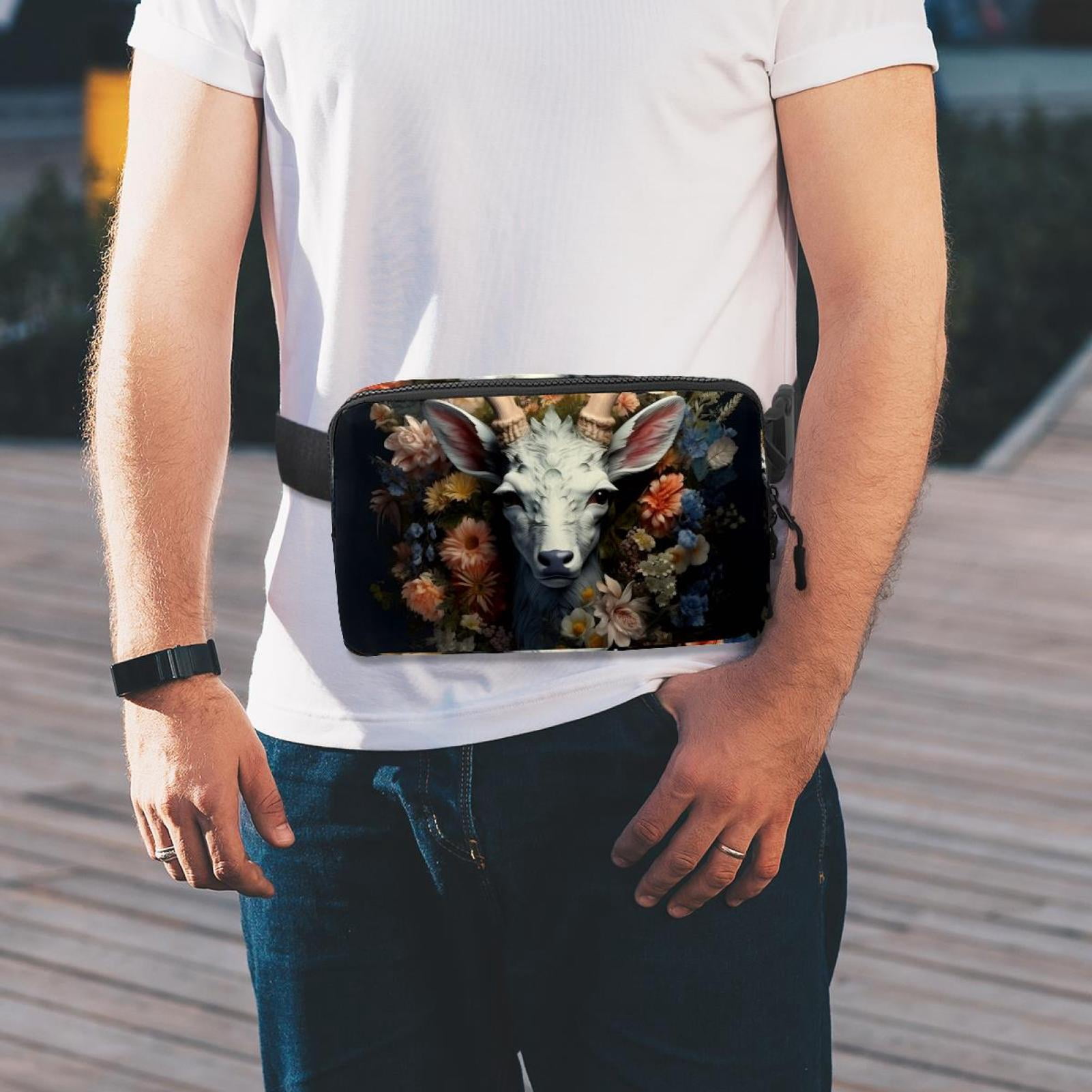 Floral Lightweight Running Belt Waist Bag with Extension Strap and Money Belt - Unisex