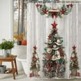 thumbnail image 3 of Shower Curtain 36"W x 78"L Western Christmas Tree Cowboy Hat Stars Wood Grain Fabric Shower Curtains Set with Hooks Water Repellent Bathroom Curtains Machine Washable Bathroom Accessories, 3 of 9