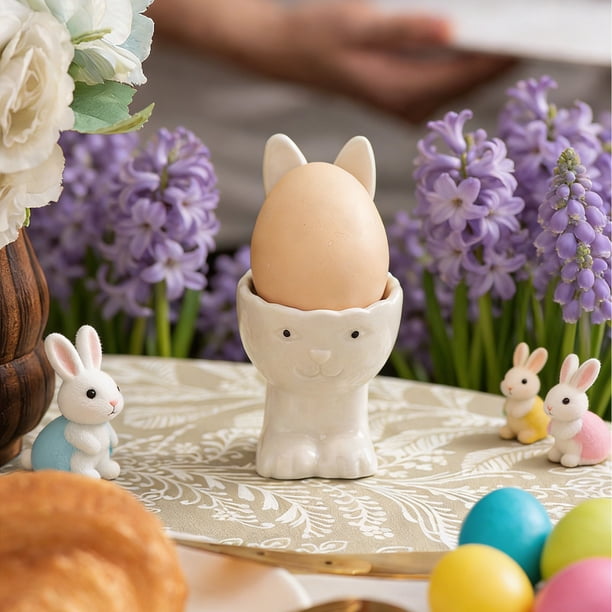 Porta Huevos de Conejo de Cerámica para Pascua, Decoración Del Hogar