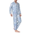 thumbnail image 2 of Lsque White Bule Glitter Pattern Long Sleeve Pajama Set for Men - Soft 2-Piece Sleepwear and Loungewear Set with Pockets, Comfy Nightwear-X-Large, 2 of 7
