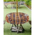 thumbnail image 4 of Fsddascl Southwest Boho Outdoor Tablecloth - 54 Inch Round Dining Table Cover, Retro Farmhouse Abstract Geometric Striped Waterproof Outdoor Table Cloth with Umbrella Hole & Zipper for Picnic/Patio, 4 of 7