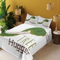 thumbnail image 4 of Ambesonne Funny Fitted & Top Sheet Set with Shams, Cartoon Snake Mascot Love, Green Navy Ecru, 4 of 8