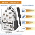 thumbnail image 3 of Cat Head and Glasses White Pattern 17" School Backpacks for Teens,Waterproof Oxford Fabric,S-Shape Padded Straps for School,Travel,Hiking,Camping, 3 of 6