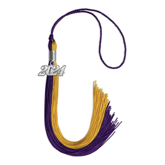 Endea Graduation Purple/Bright Gold Graduation Tassel with Silver Date Drop