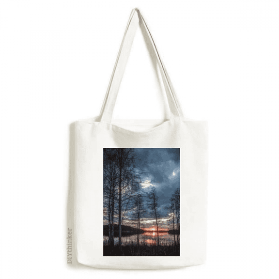 Lake Trees Science Nature Scenery Tote Canvas Bag Shopping Satchel Casual Handbag