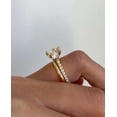 thumbnail image 2 of vylahjewellery 18K Yellow Gold Anniversary Ring for Her Three Stone Diamond Wedding Ring Unique Bridal Ring Set Matching/Stacking Band Cushion Cut Moissanite Engagement Ring, 2 of 6