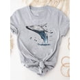 thumbnail image 5 of Camiseta con estampado de dibujos animados de dinosaurios y amor, ropa de verano de manga corta para mujer, camiseta básica gris, camiseta gráfica de moda, 5 of 5