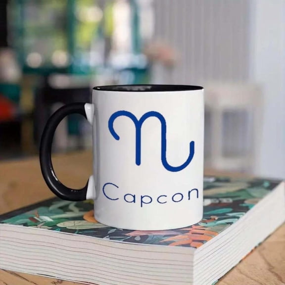 1pc Capricorn Coffee Mug Mom Design 11oz Black White Ceramic Cup with Blue Capricorn Symbol Ideal All Seasons Birthdays Holidays Christmas New Year Valentine S Day Coffee Bar Acces