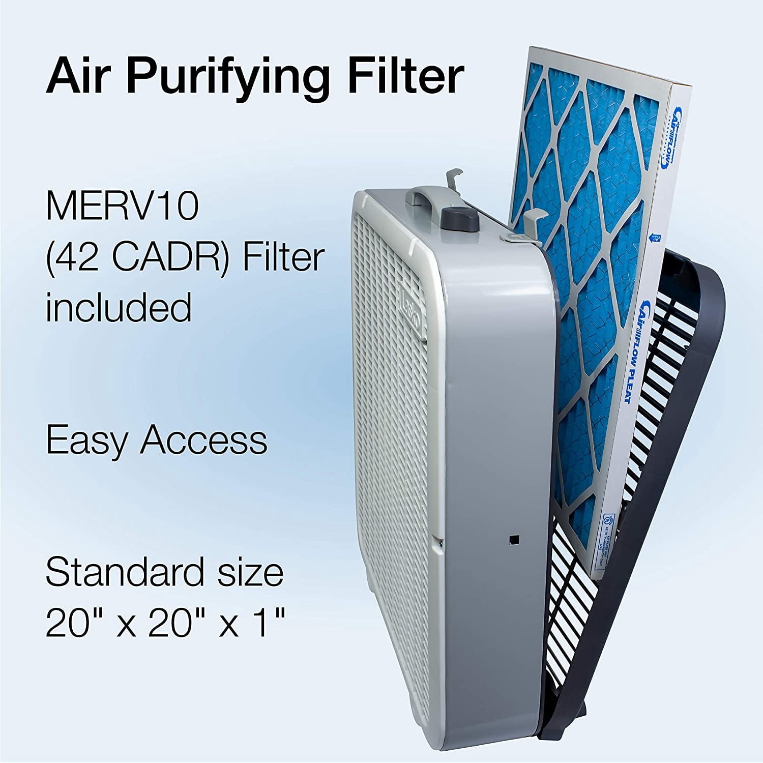 Lasko Air Flex 20" 3-Speed 2-in-1 Box Fan and Air Purifier in One, White, FF305