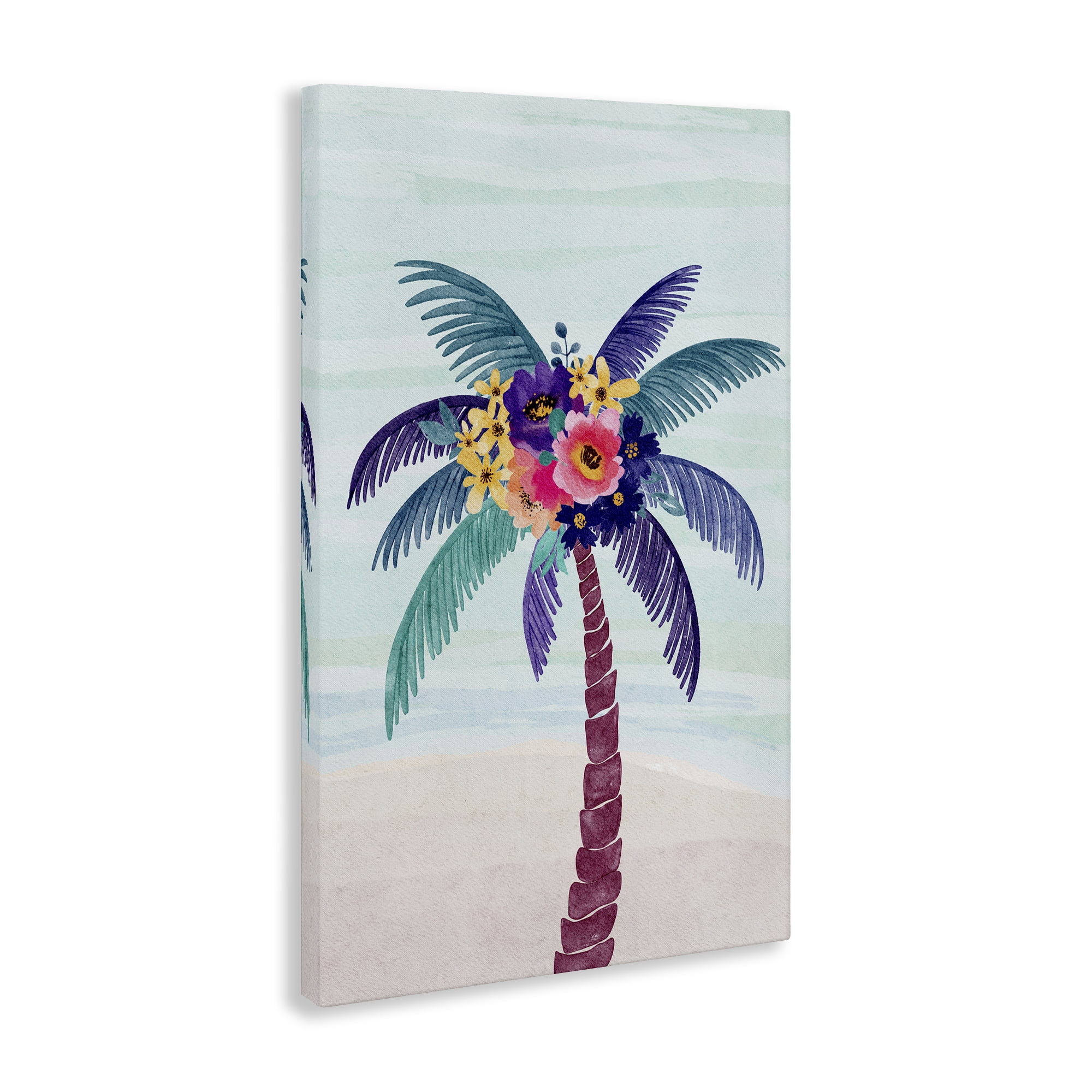 Stupell Industries Floral Palm Tree Beach Plants & Flowers Painting Wrapped Canvas Art Print Wall Art, 30 x 45