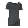 thumbnail image 6 of Women's Casual Kink Short Sleeve T-shirt Short Sleeve Slant Shoulder Top/shirt, 6 of 8