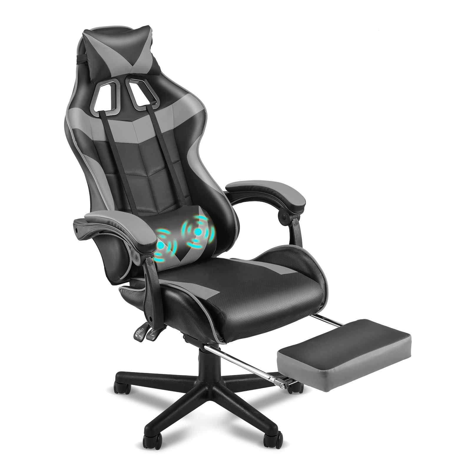 Soontrans Gaming Chair with Footrest and Ergonomic Massage Lumbar