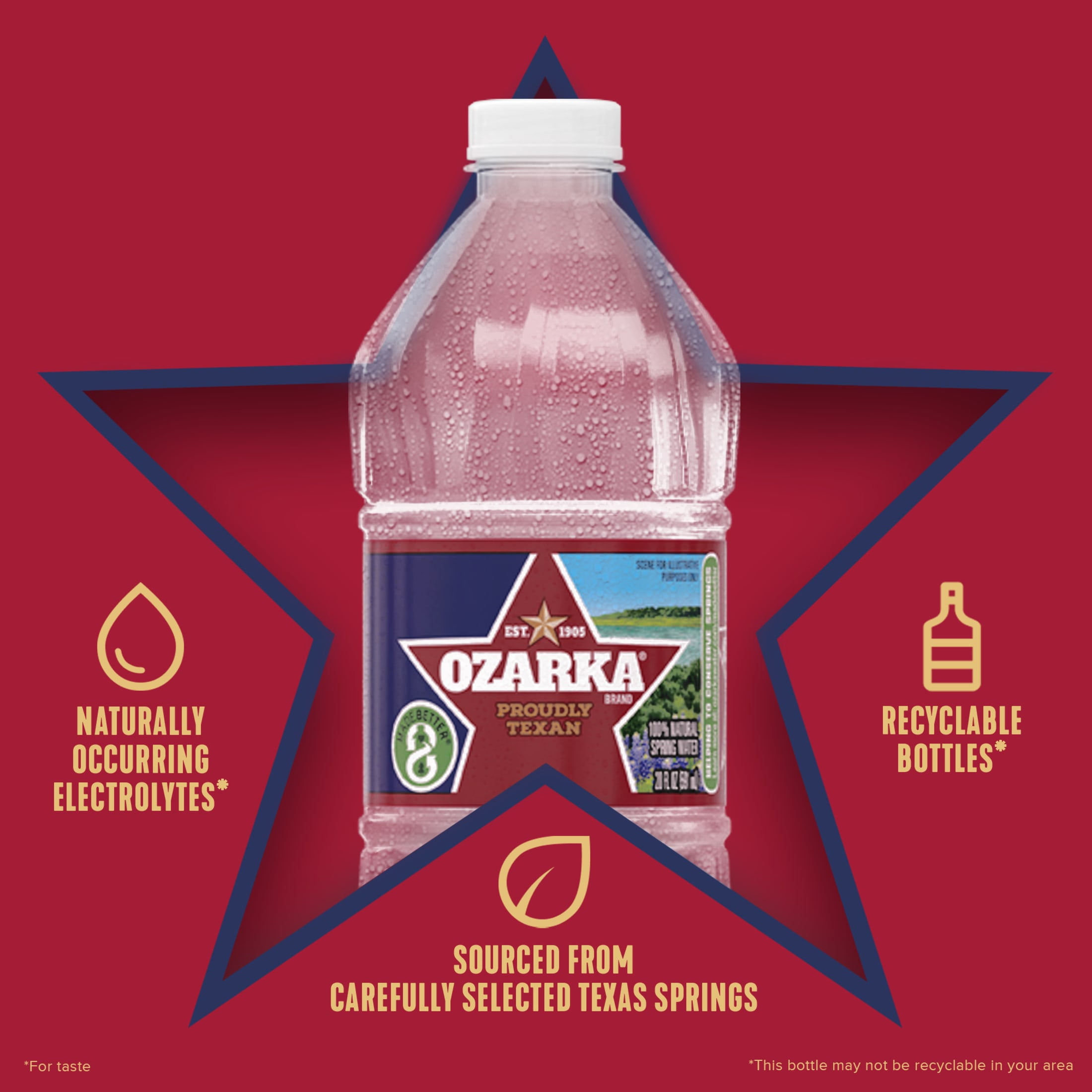 Ozarka Texas Spring Water, 20 Fl Oz, Single Plastic Bottle