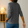 thumbnail image 5 of Women's Fashion Casual Solid Color Round Neck Split Hem Raglan Sleeve Long Sleeve Sweater, Comfortable and Chic, Great for Everyday Wear and Seasonal Activities,Gray,XL, 5 of 5