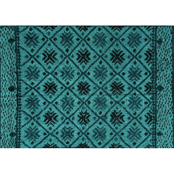 Ahgly Company Indoor Rectangle Abstract Turquoise Blue Modern Area Rugs, 5' x 7'