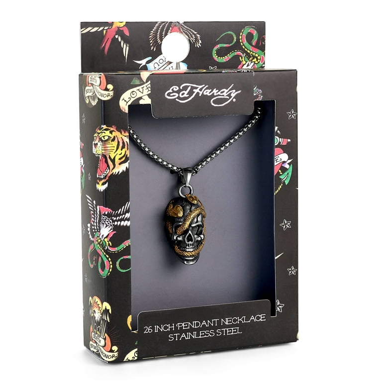 ED HARDY Men's Stainless Steel Shiny Two-Tone Metal Snake and