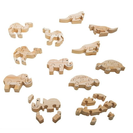 UPC: 0840614133639 | Unfinished Wooden Animal Puzzles – Safari Animals (Pack of 12)