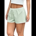 thumbnail image 3 of Pantalones Cortos Tipo Bóxer de Verano con Cintura Elástica, Cordón Ajustable y Estampado de Rayas para Mujer. Verde L, 3 of 7