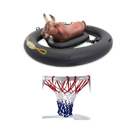 Intex Inflatabull Bull-Riding Pool Float & Swimline Super Hoops Basketball Game